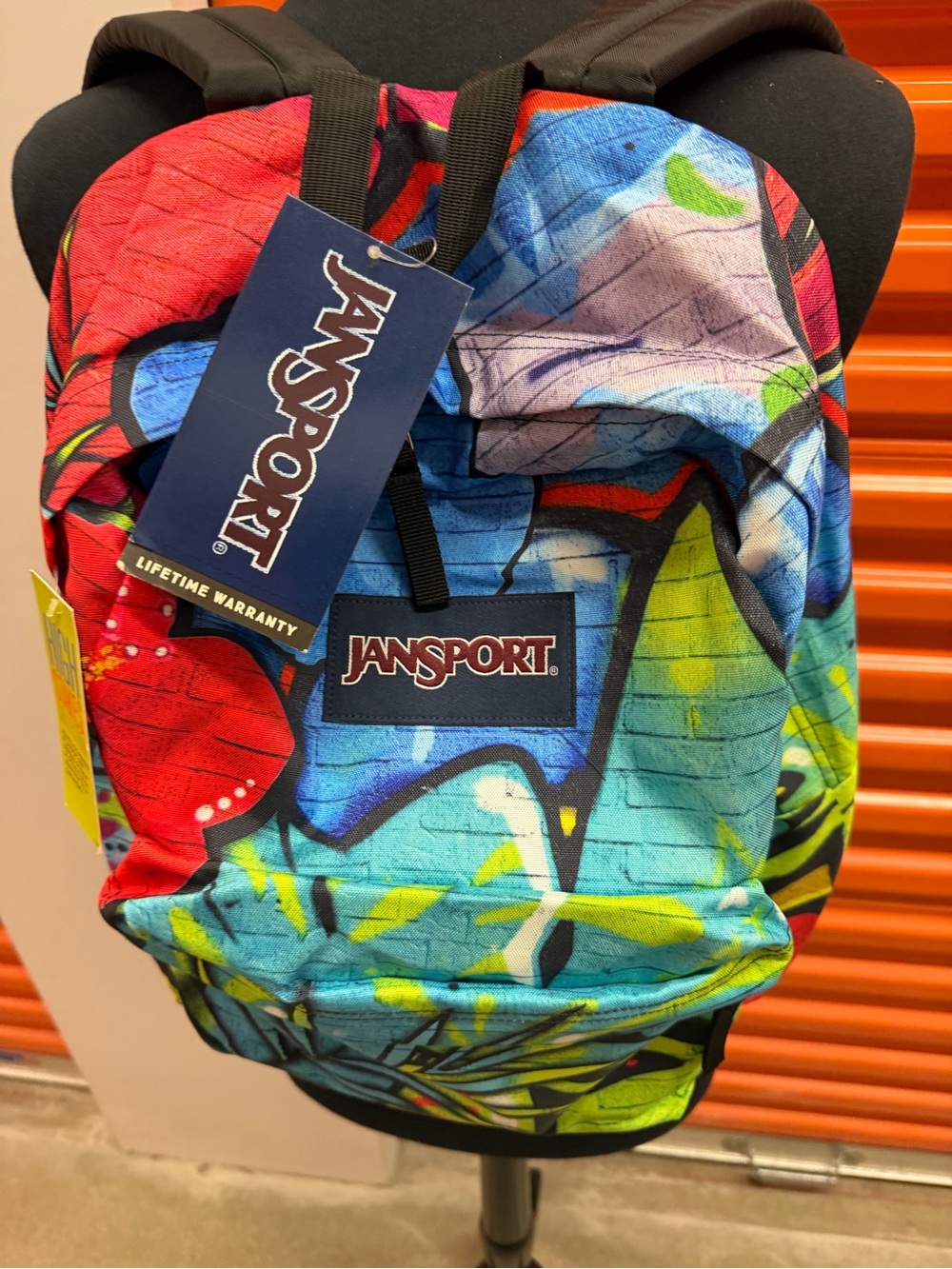 NWT JanSport High Stakes Multicolor Graffiti Print Backpack - Blue/Red/green - Picture 3 of 7